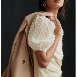 Anthropologie Maeve Woven Puff Sleeve Top in Ivory